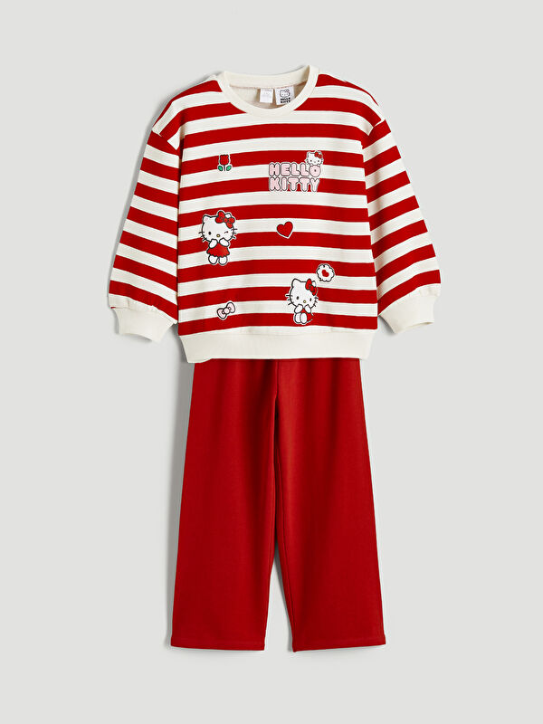 LCW Kids Hello Kitty Print Sweatshirt and Sweatpants Set for Girls
