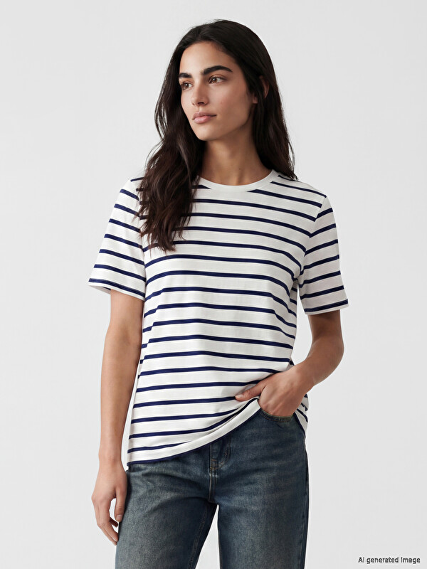 LCWAIKIKI Basic Crew Neck Striped Women's T-Shirt