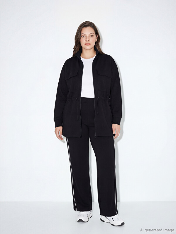 LCW Modest Dik Yaka Soft Touch Kadın Fermuarlı Sweatshirt	