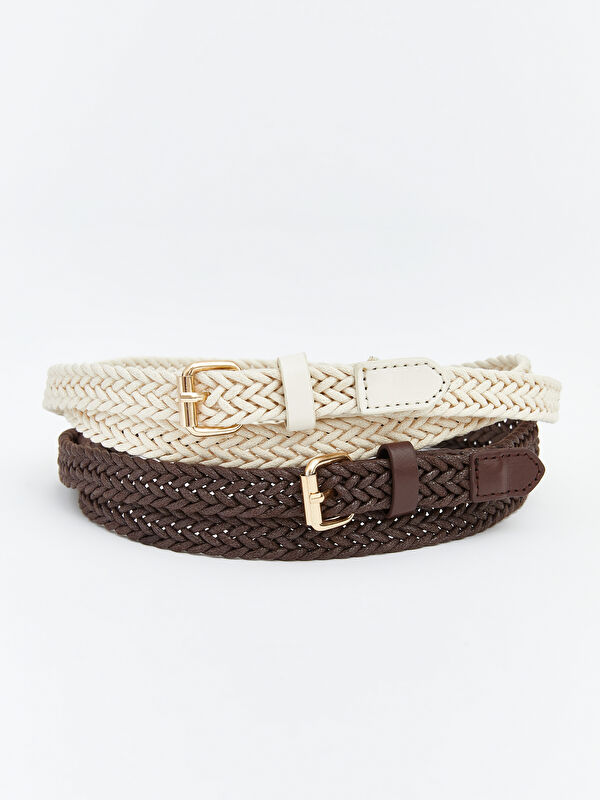 LCW ACCESSORIES Örgü Desenli Kadın Kemer 2'li