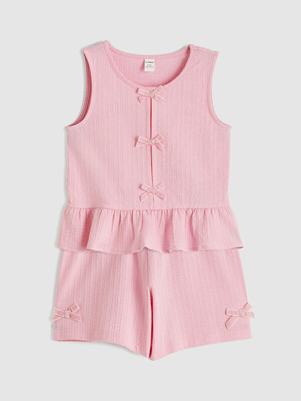LCW Kids Girls' Tank Top and Shorts with Bow Detail