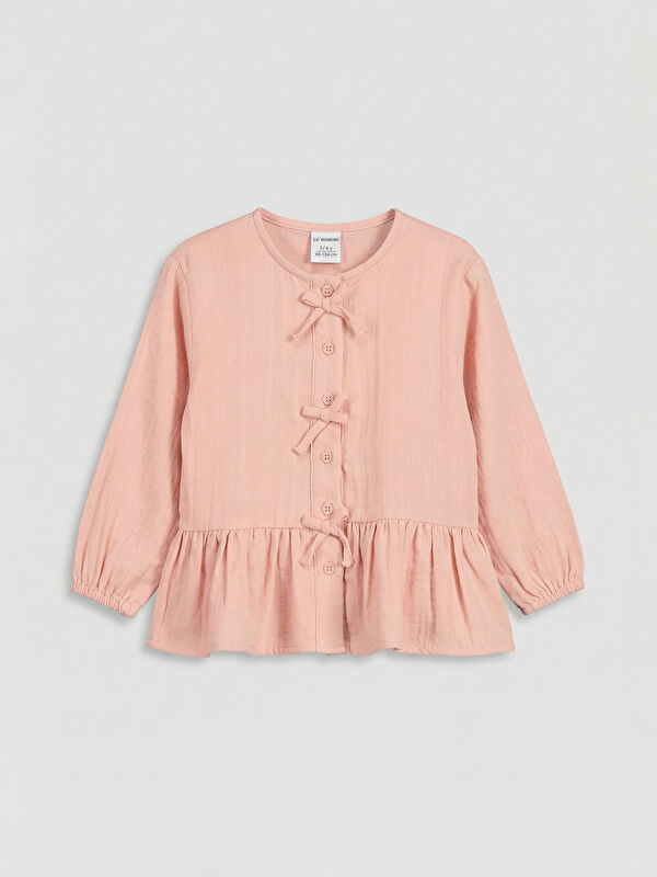 LCW Kids Girls' Muslin Shirt with Bow Detail