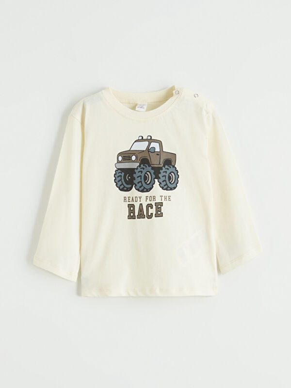 LCW baby Crew Neck Printed Baby Boy T-Shirt