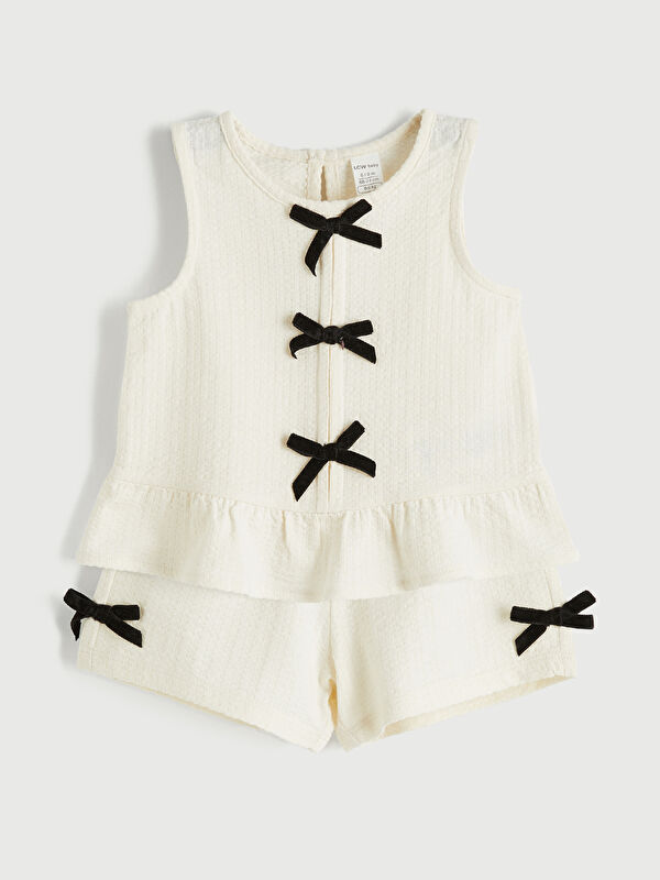LCW baby Ruffled and Bow Detailed Baby Girls' Set