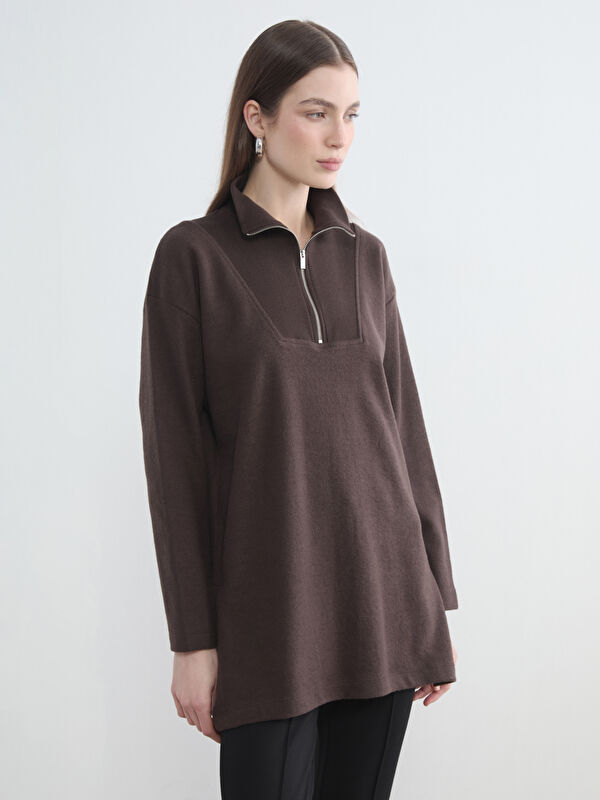 LCW Modest Dik Yaka Kadın Sweatshirt Tunik	