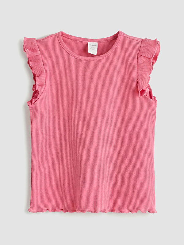 LC WAIKIKI Bisiklet Yaka Fırfırlı Kız Çocuk Atlet