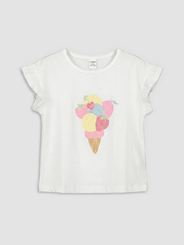 LCW Kids Crew Neck Printed Girls' T-Shirt