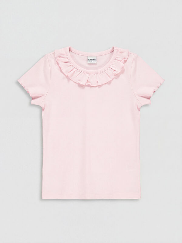 LCW Kids Crew Neck Girls' Ruffled T-Shirt