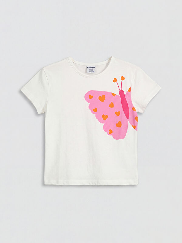 LCW Kids Crew Neck Regular Fit Printed Girls' T-Shirt