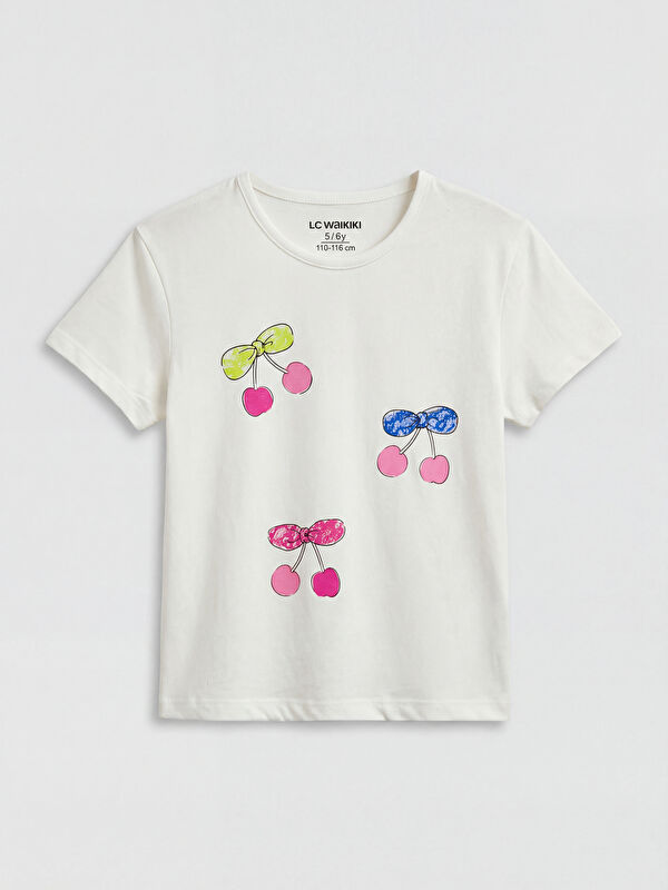 LCW Kids Crew Neck Printed Girls' T-Shirt