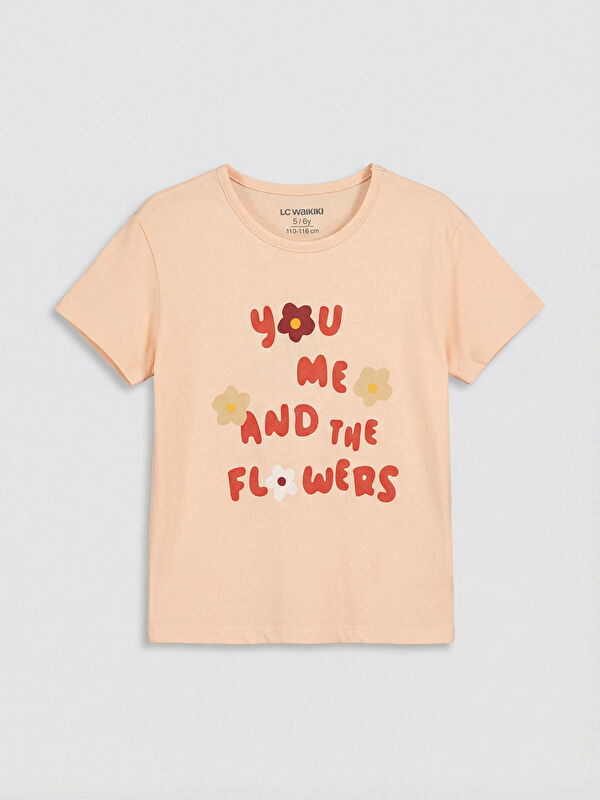 LCW Kids Crew Neck Printed Short Sleeve Girls' T-Shirt