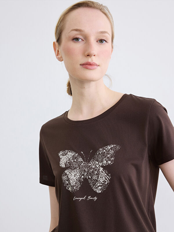 LCW EVERYDAY Crew Neck Butterfly Printed Women's T-Shirt
