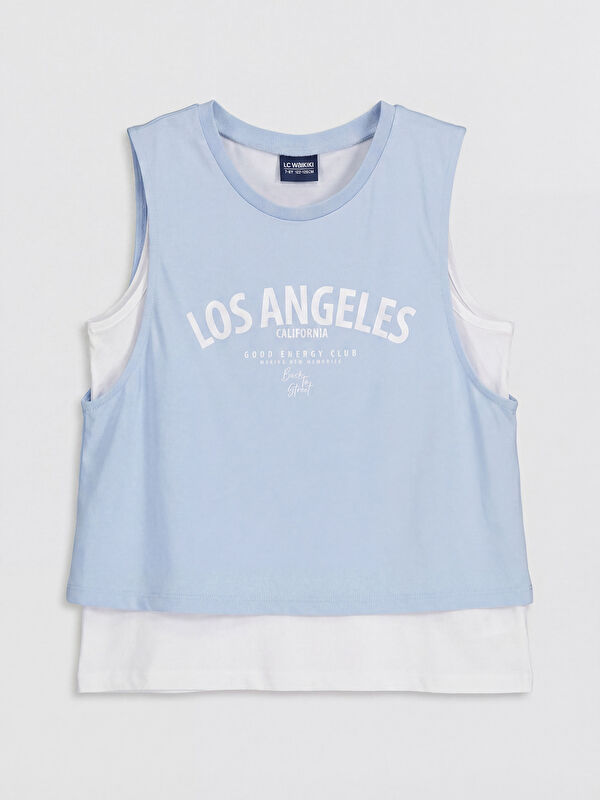 LCW Kids Bisiklet Yaka Los Angeles Baskılı Kız Çocuk Atlet