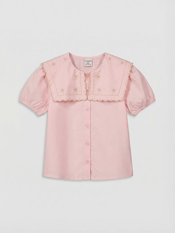 LCW Kids Embroidered Short Sleeve Girls' Shirt