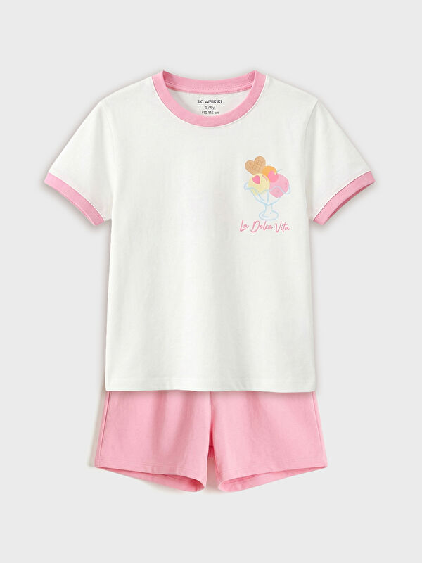 LCW Kids Kız Çocuk Baskılı Tişört ve Şort