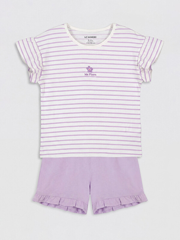 LCW Kids Striped Girls' Shorts Set