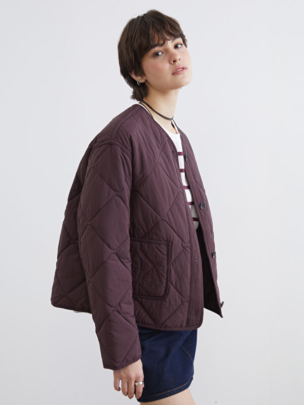 XSIDE Bisiklet Yaka Kapitone Oversize Kadın Ceket