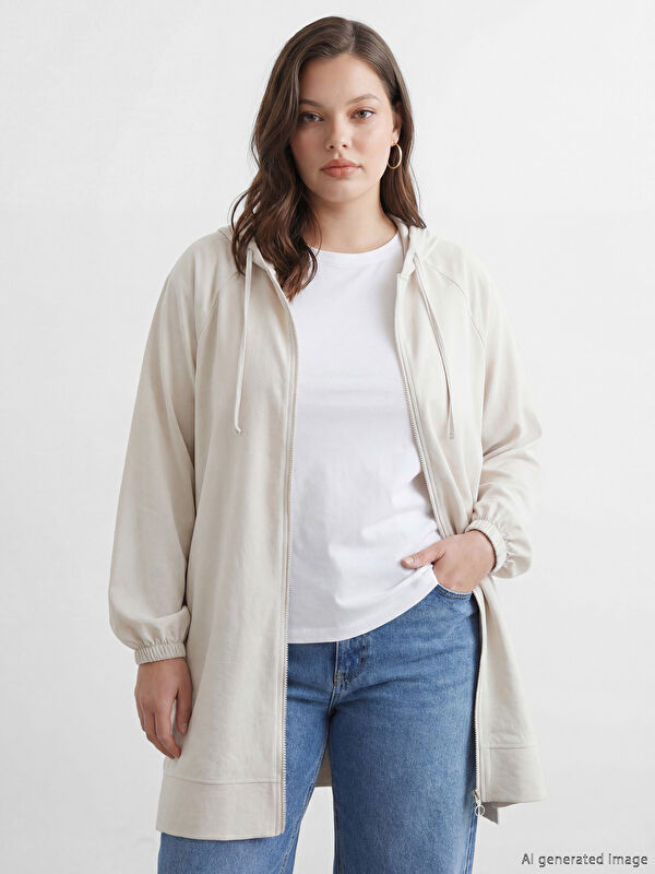 LCW Modest Kapüşonlu Oversize Kadın Tunik