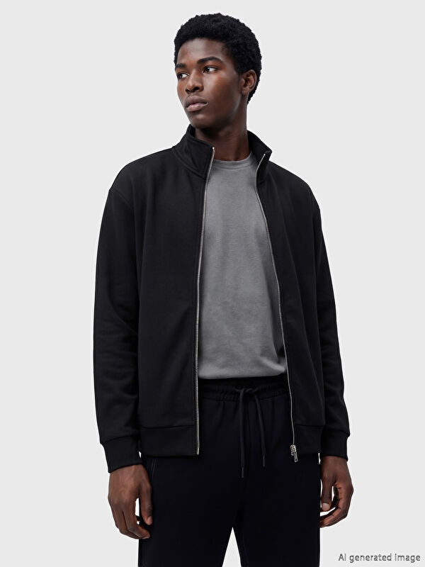 XSIDE Dik Yaka Erkek Fermuarlı Sweatshirt