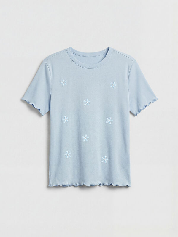 LCW Kids Girls' T-Shirt with Floral Embroidery