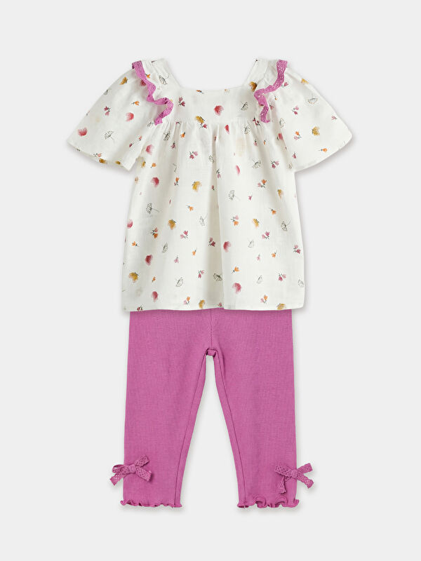 LCW Kids Ruffled Square Neck Printed Girls' Baby Set