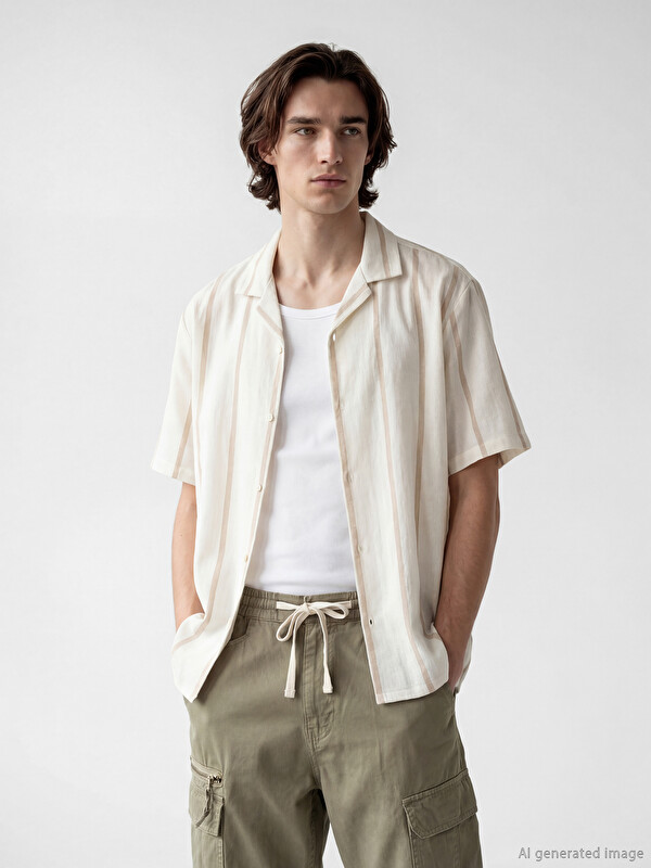 XSIDE Loose Fit Striped Dobby Men's Shirt