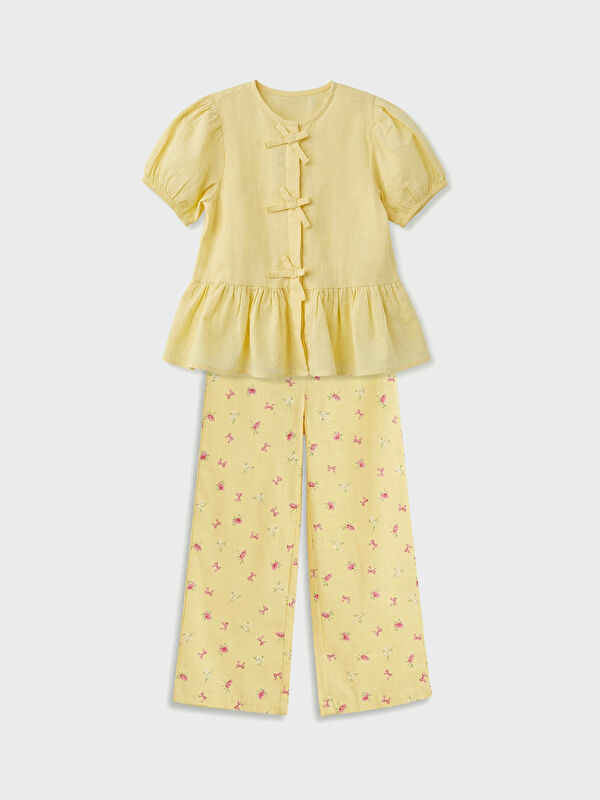 LCW Kids Girls' Bow Detailed Shirt and Pants