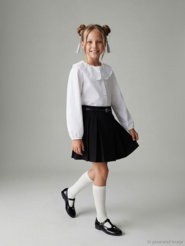 LCW Kids Pileli Kız Çocuk Şort Etek