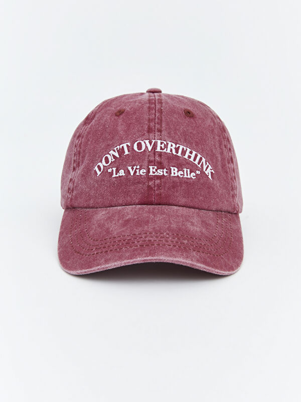 LCW ACCESSORIES Women's Gabardine Baseball Cap with Slogan Embroidery
