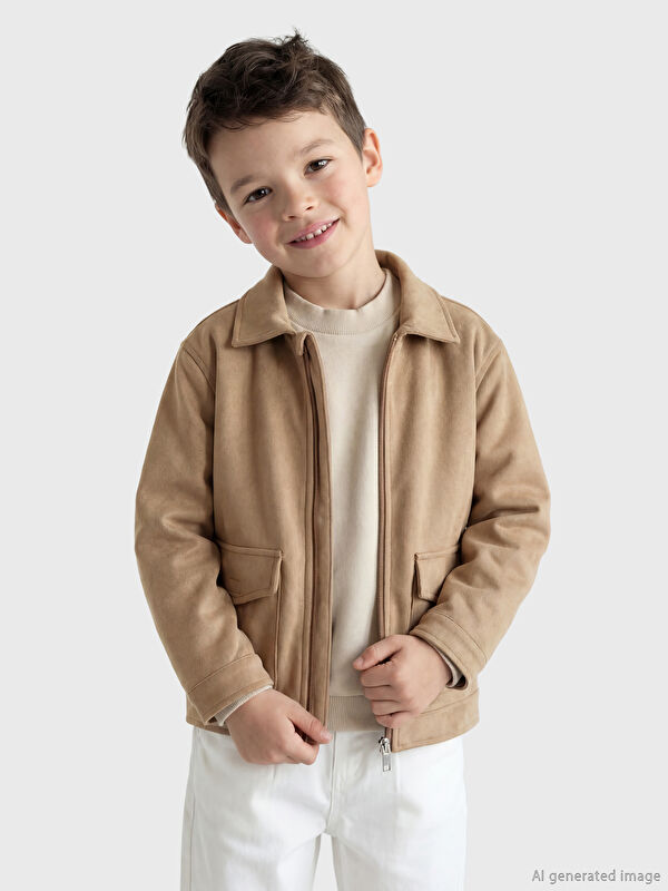 LCW Kids Erkek Çocuk Süet Görünümlü Ceket