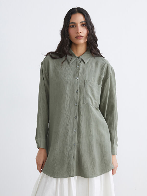 LCW Modest Dokulu Oversize Kadın Gömlek Tunik