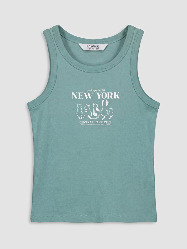 LC WAIKIKI Crew Neck New York Printed Girls' Tank Top