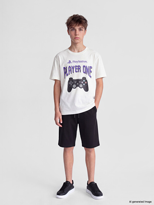 LCW Kids Bisiklet Yaka Playstation Baskılı Erkek Çocuk Tişört