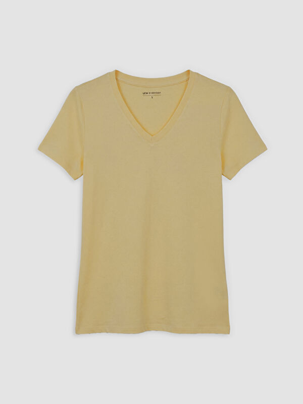 LCWAIKIKI Basic V Neck Short Sleeve Cotton Slim Fit Women's Body