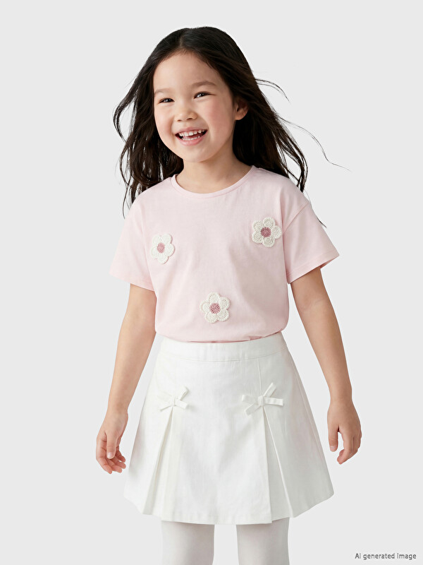 LCW Kids Футболка для девочек с круглым вырезом и вышивкой