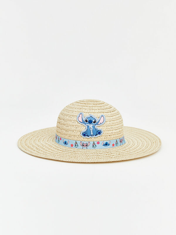 LCW ACCESSORIES Stitch Nakışlı Kız Bebek Hasır Şapka