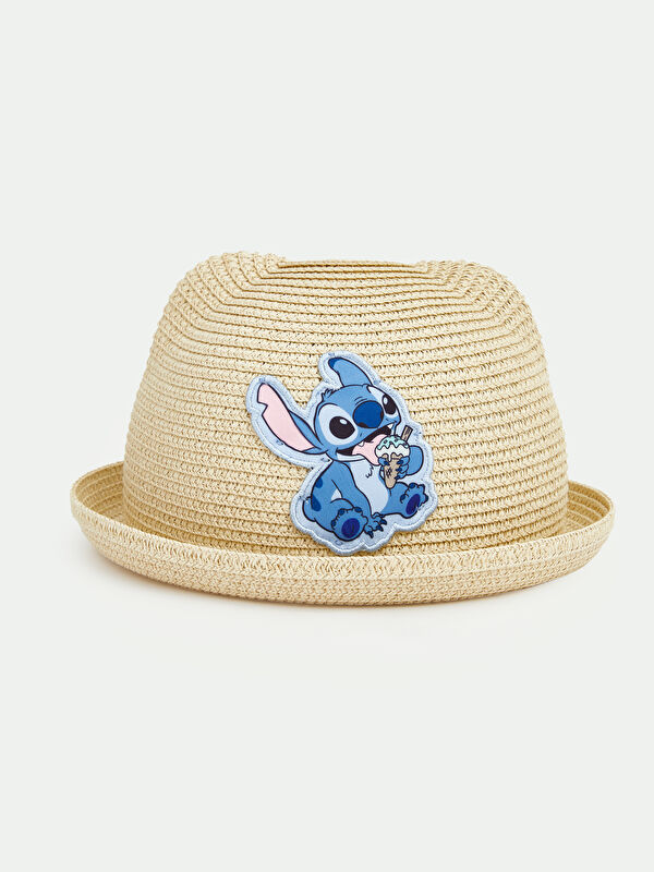 LCW ACCESSORIES Stitch Nakışlı Hasır Kız Bebek Şapka