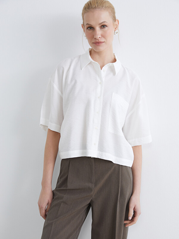 LCW ECO Oversize Short Sleeve Crop Women's Shirt
