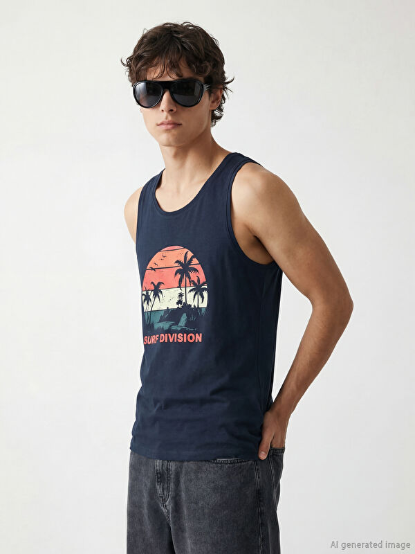 LC WAIKIKI Rundhalsausschnitt Bedrucktes Herren Ärmelloses T-Shirt