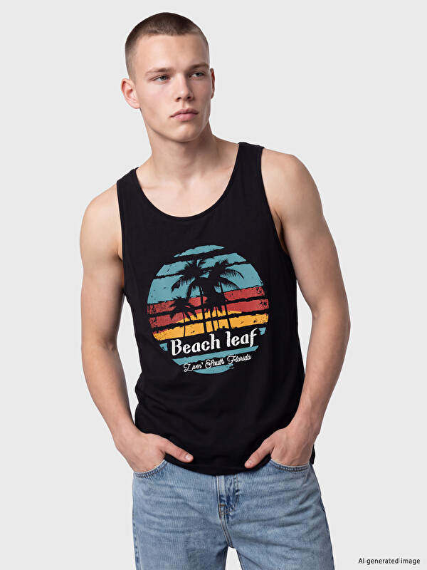 LC WAIKIKI Crew Neck Florida Printed Men's Sleeveless T-Shirt