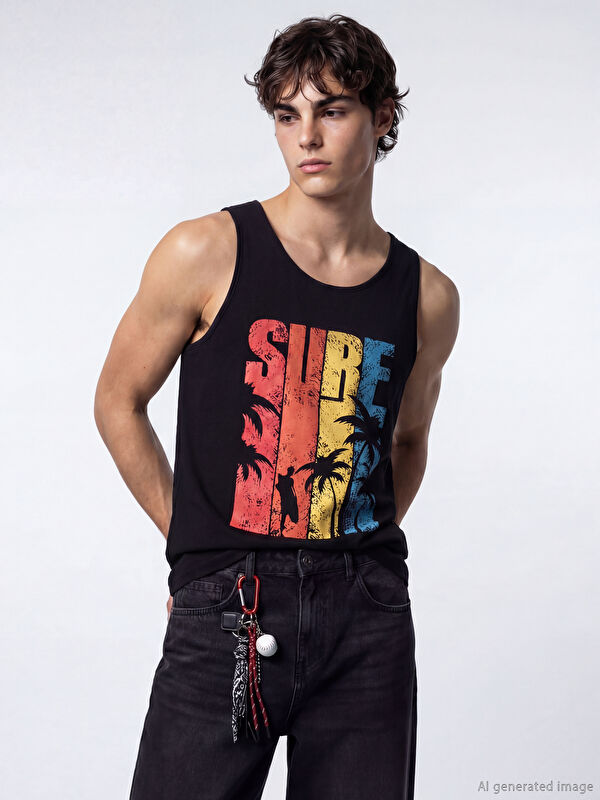 LC WAIKIKI Crew Neck Printed Men's Sleeveless T-Shirt