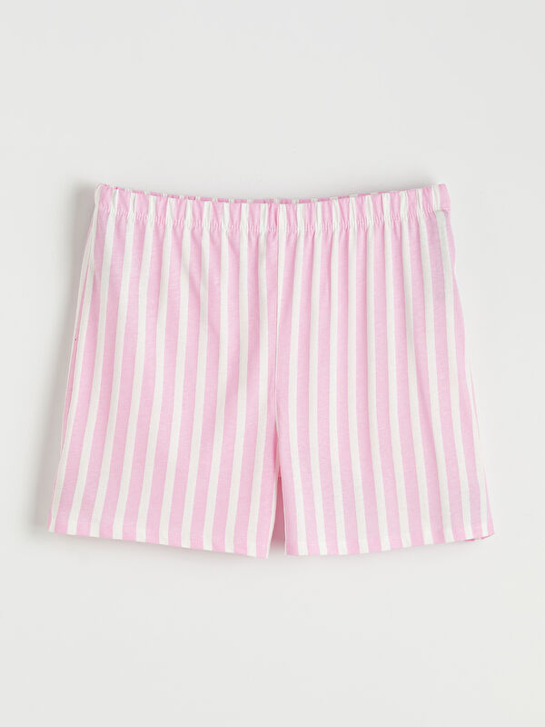 LCW Young Beli Lastikli Çizgili Kadın Şort Pijama Altı