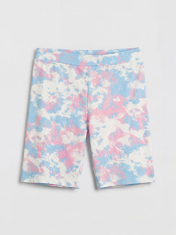 LCW Kids Batik Patterned Elastic Waist Girls' Short Leggings