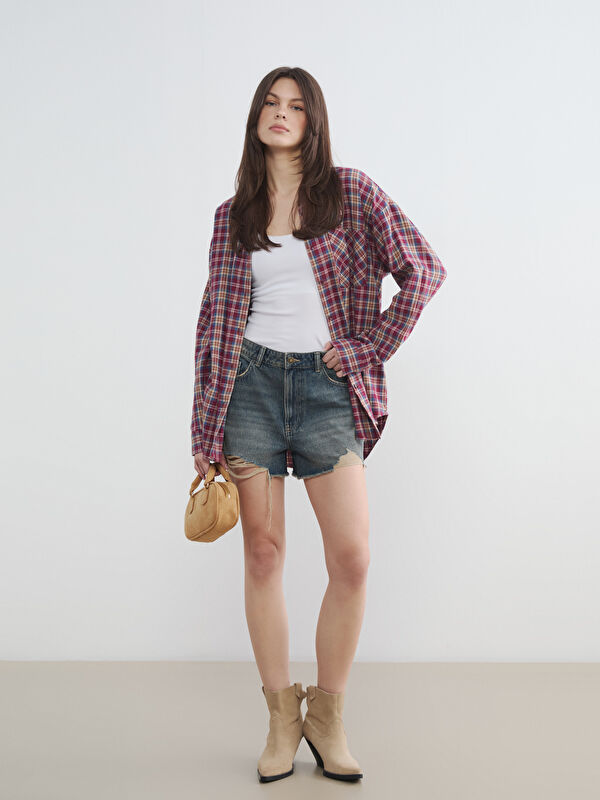 LCW Jeans Женские джинсовые шорты с потертостями