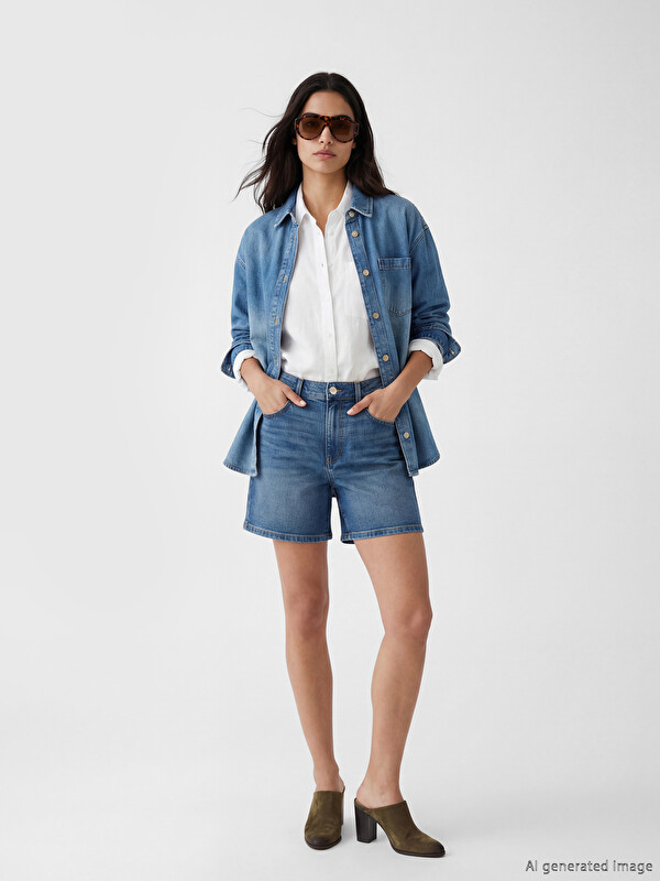 LCW Jeans Woman Indigo Denim Shorts