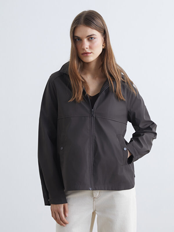 LCWAIKIKI Classic Hooded Faux Leather Women's Raincoat