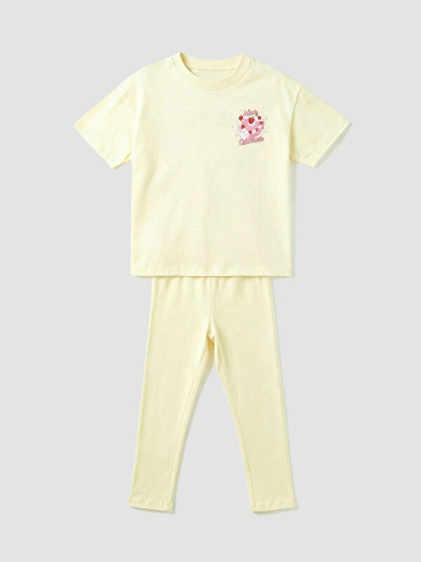 LC WAIKIKI Baskılı Kısa Kollu Kız Çocuk Pijama Takım