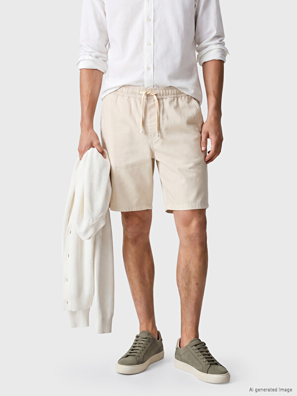 LCW Jeans Man Ecru Denim Shorts