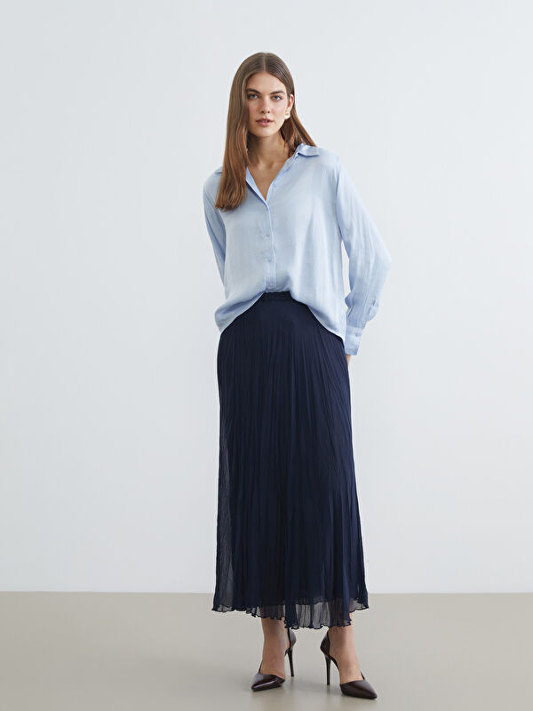 LCWAIKIKI Classic Women's Elastic Waist Pleated Chiffon Skirt