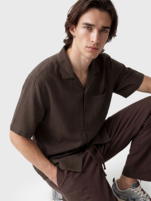 XSIDE Loose Fit Keten Görünümlü Erkek Gömlek